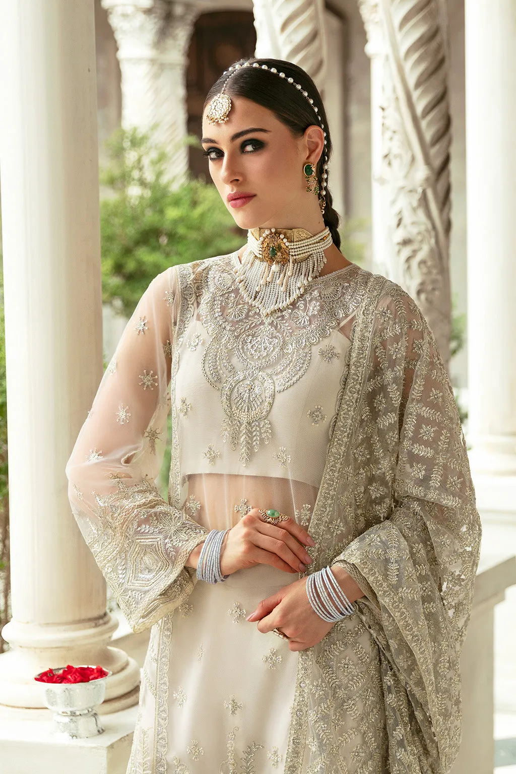 Crystal White Heavily Embellished Pakistani Party Dress Salwar Suit