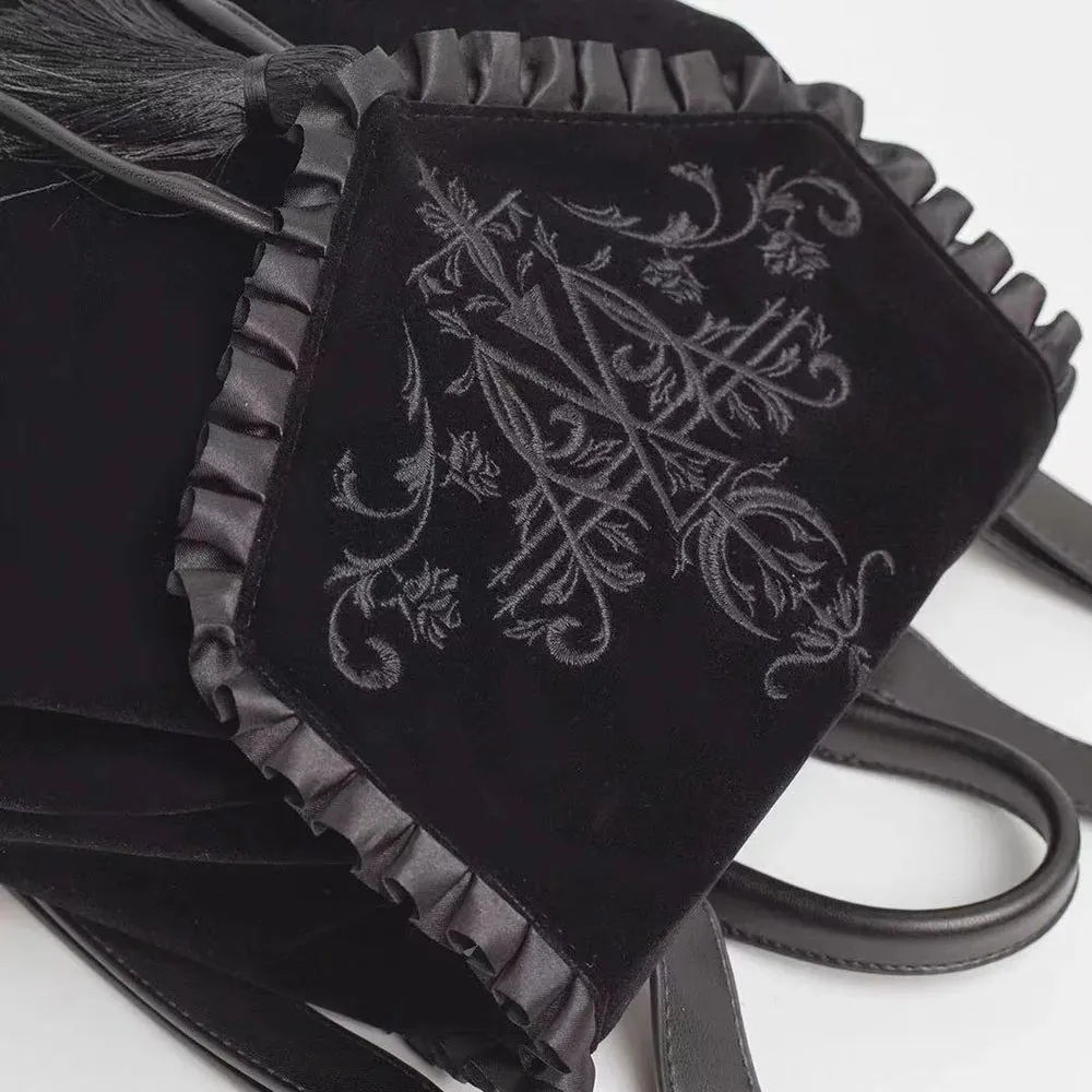 Dark Scarlett Velvet Handbag