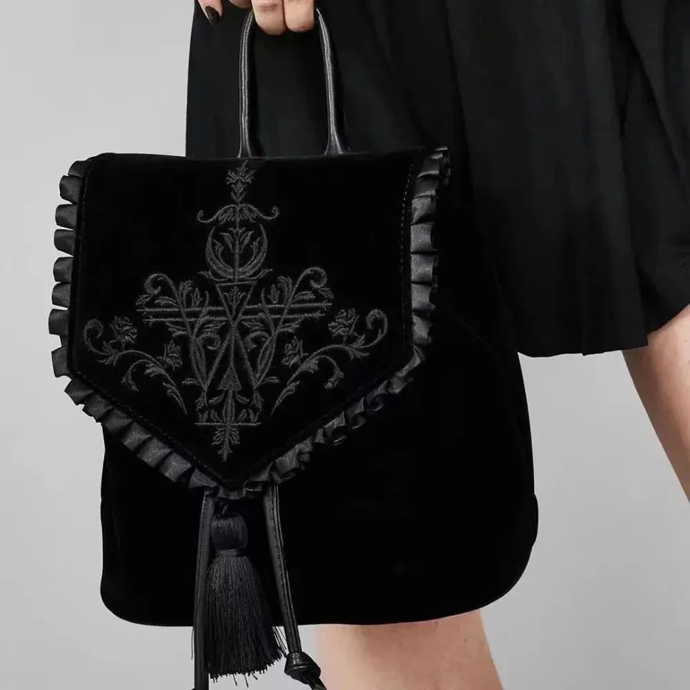Dark Scarlett Velvet Handbag