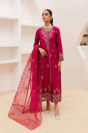 Deep Rose Embellished Kameez Trousers Pakistani Party Dress