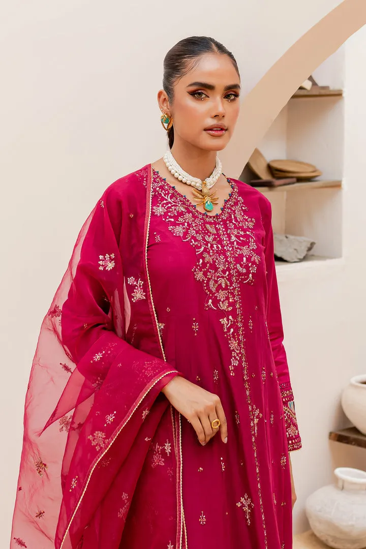 Deep Rose Embellished Kameez Trousers Pakistani Party Dress