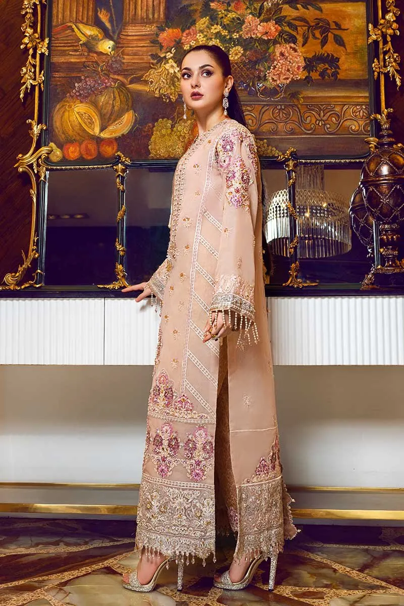 Designer Organza Party Wear in Peach Color #Y6015