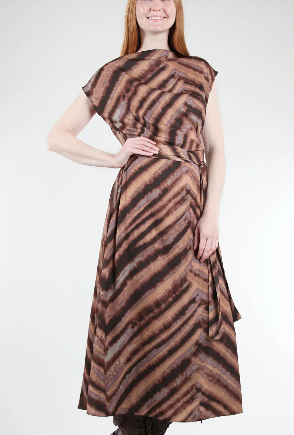 Drape Front Midi Dress, Brown Quartz