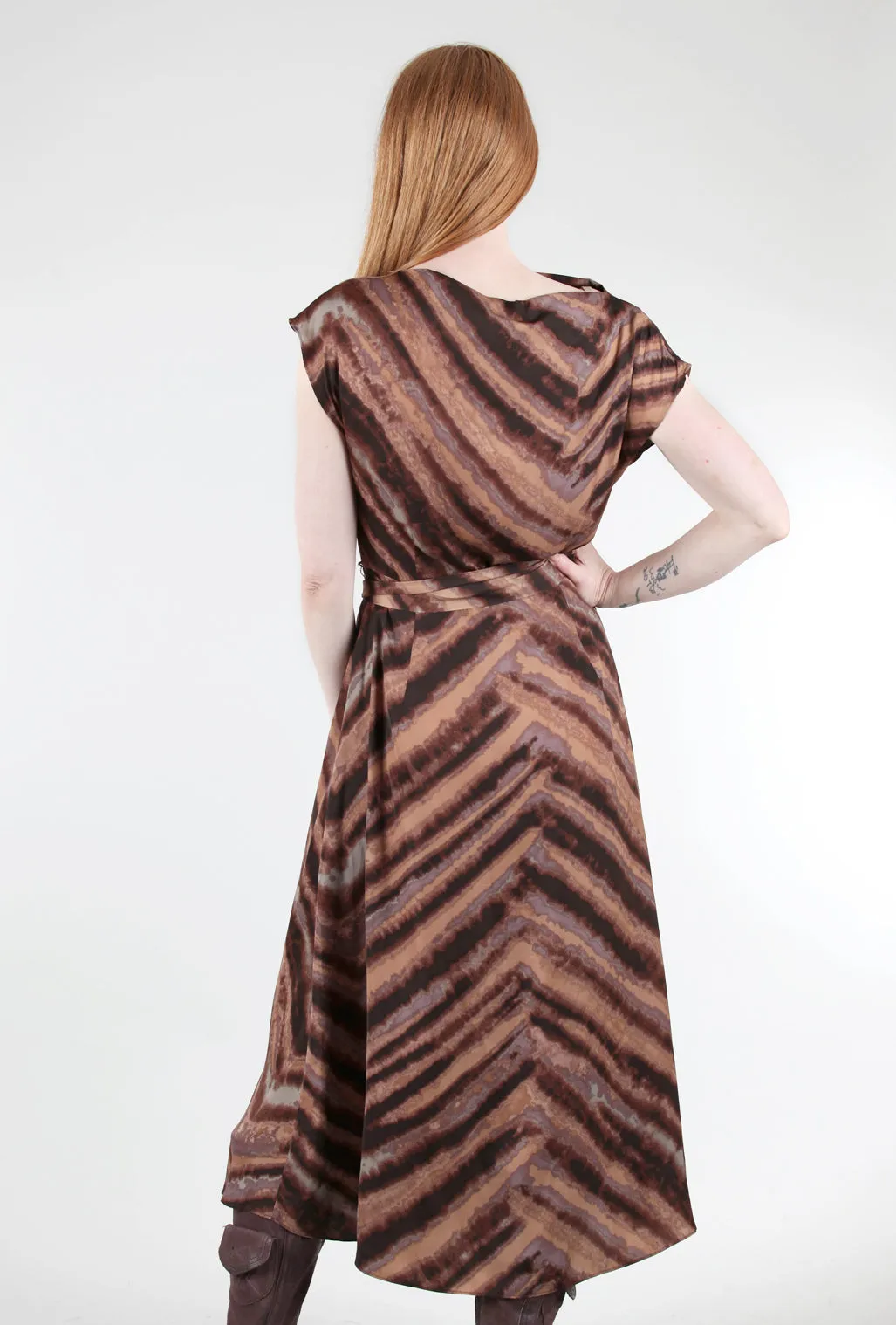 Drape Front Midi Dress, Brown Quartz