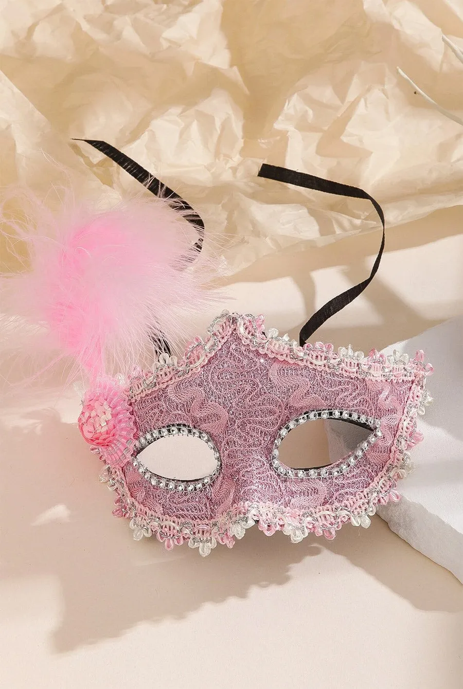 Elegant Feather Masquerade Mask In Pink