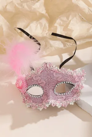 Elegant Feather Masquerade Mask In Pink