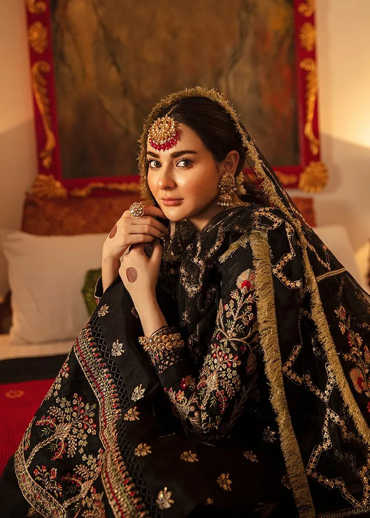 Elegant Pakistani Black Dress Designer Online #PF116