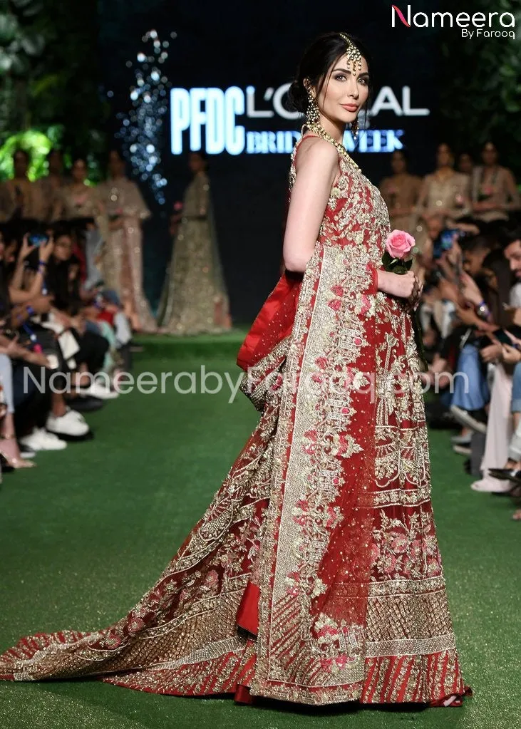 Embellished Pakistani Bridal Gown in Red Affair #BN125