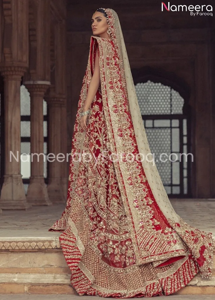 Embellished Pakistani Bridal Gown in Red Affair #BN125