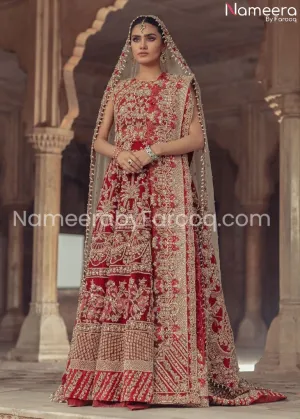 Embellished Pakistani Bridal Gown in Red Affair #BN125