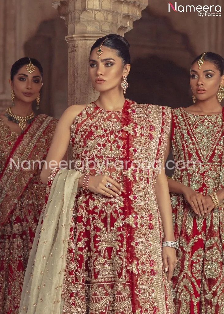Embellished Pakistani Bridal Gown in Red Affair #BN125