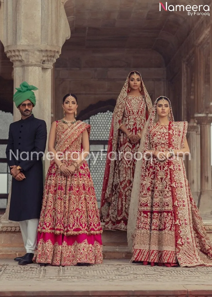 Embellished Pakistani Bridal Gown in Red Affair #BN125