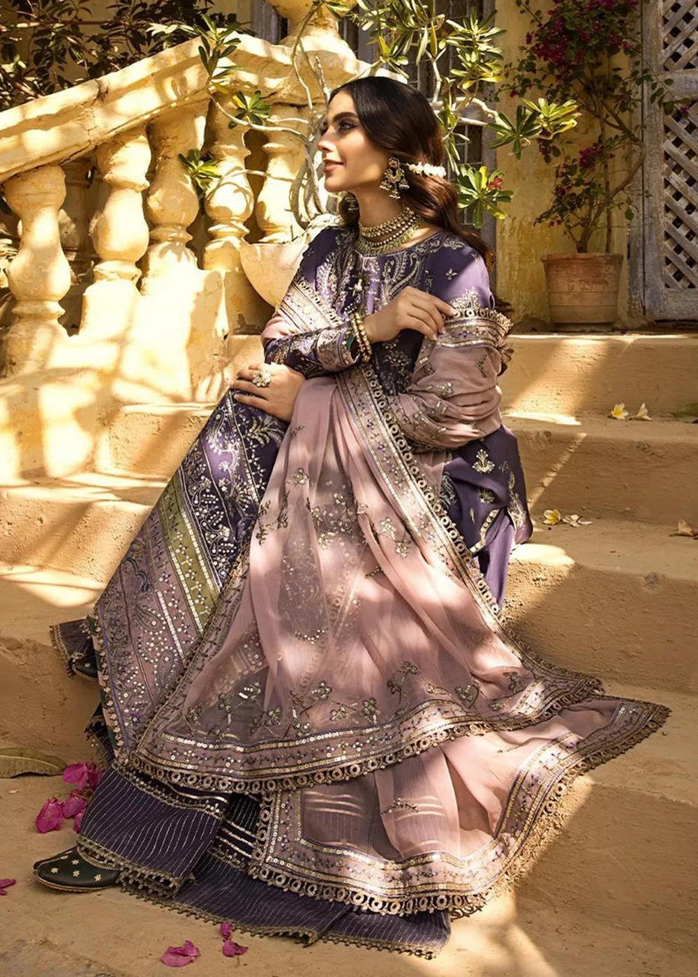 Embellished Purple Kameez Salwar Pakistani Party Wear