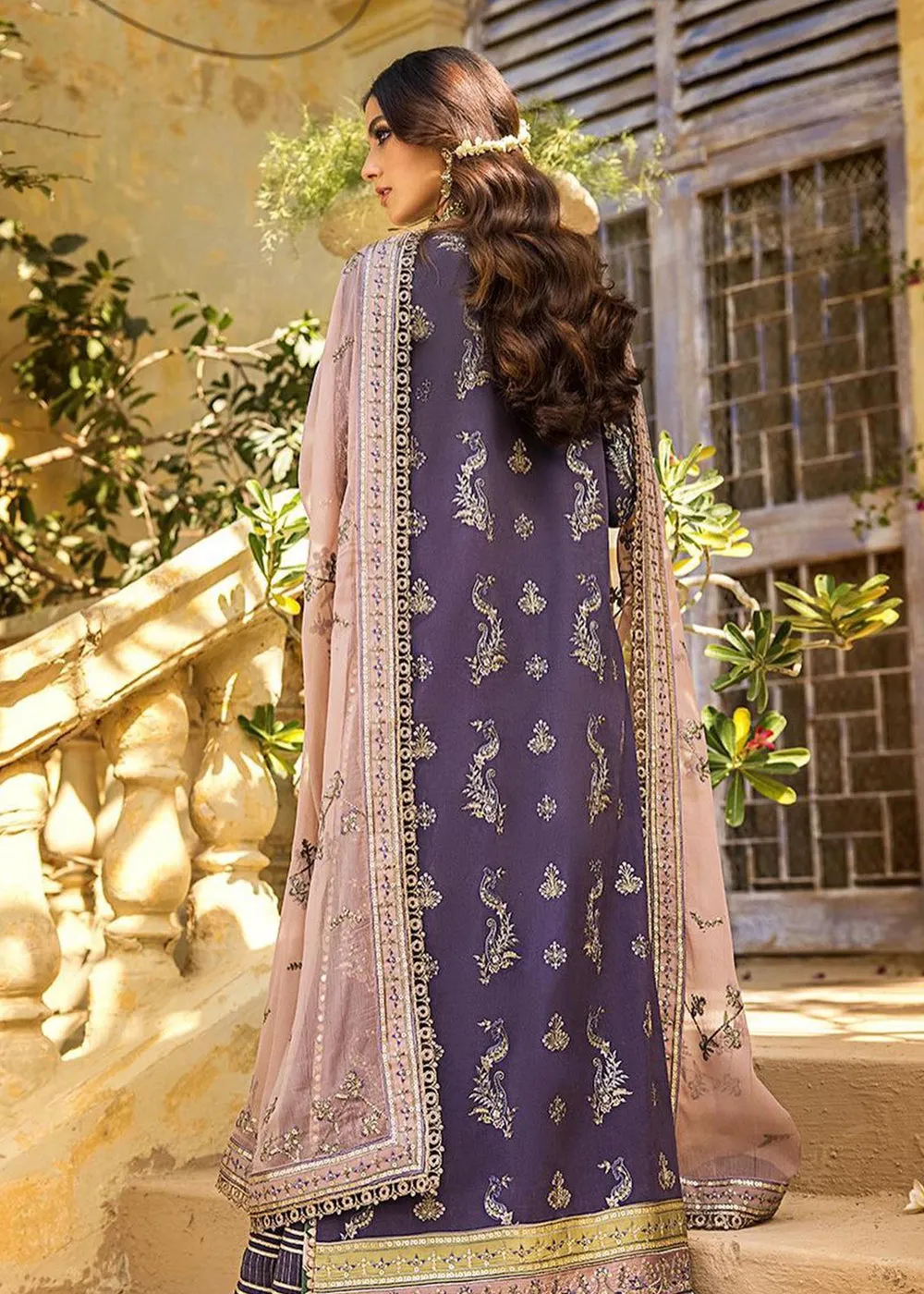 Embellished Purple Kameez Salwar Pakistani Party Wear