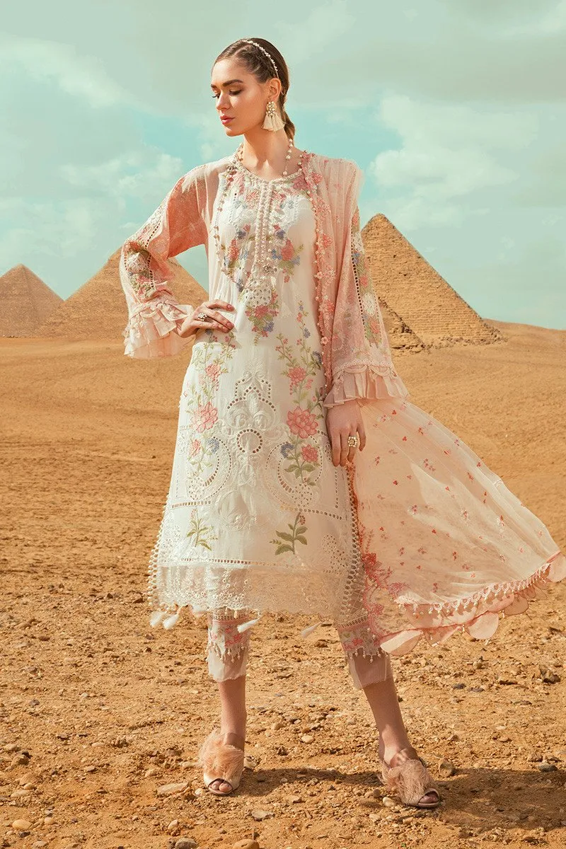 Embroidered Pakistani designer eid dress in white and pink color # E2207