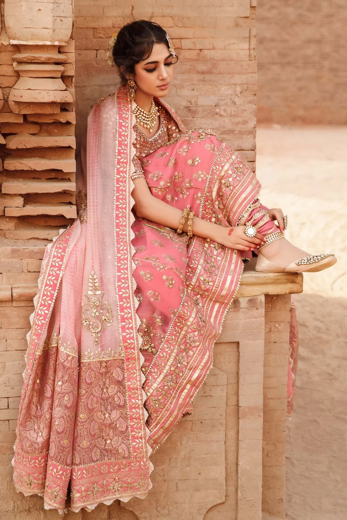 Embroidered Pink Anarkali Frock Pakistani Wedding Dresses