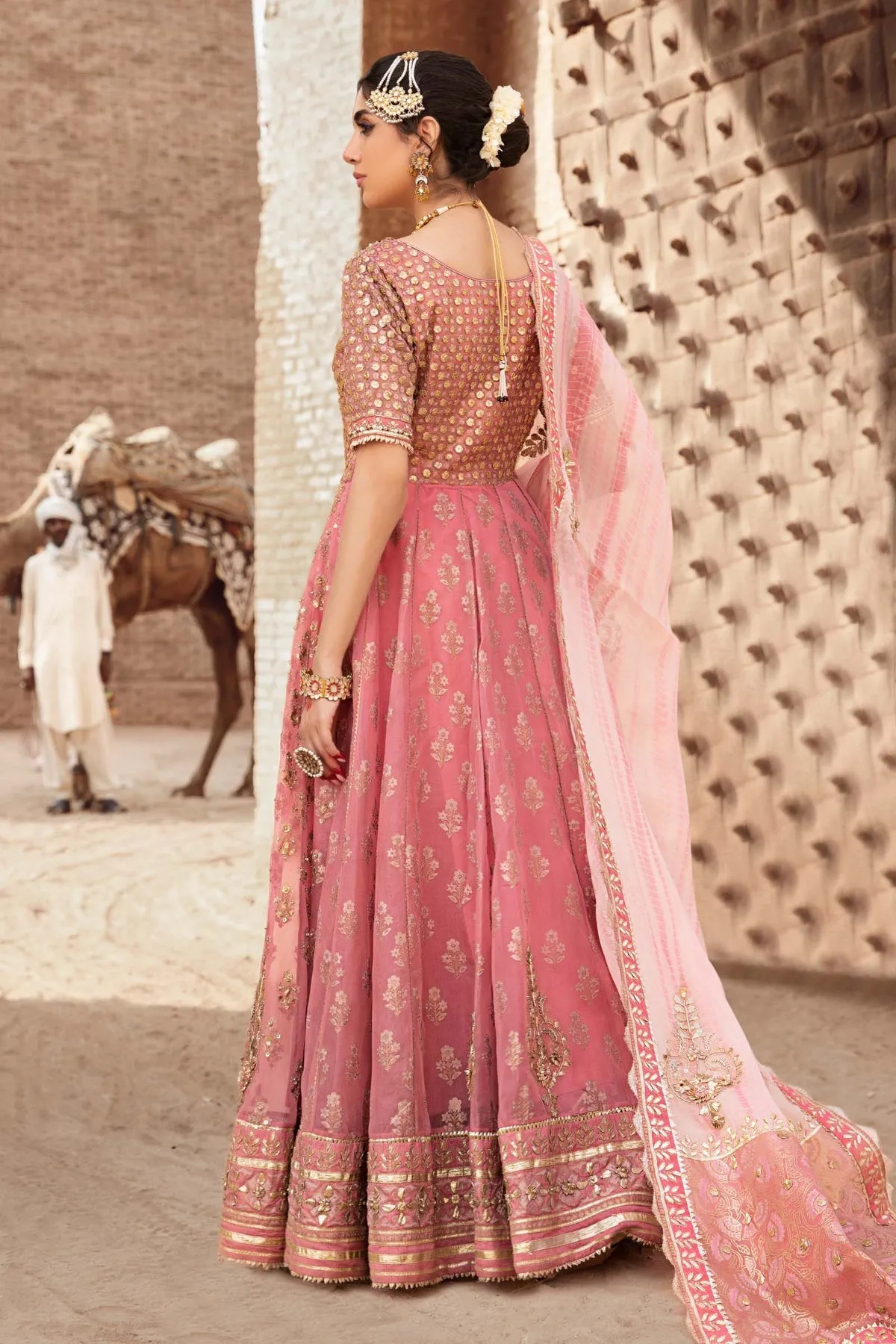 Embroidered Pink Anarkali Frock Pakistani Wedding Dresses