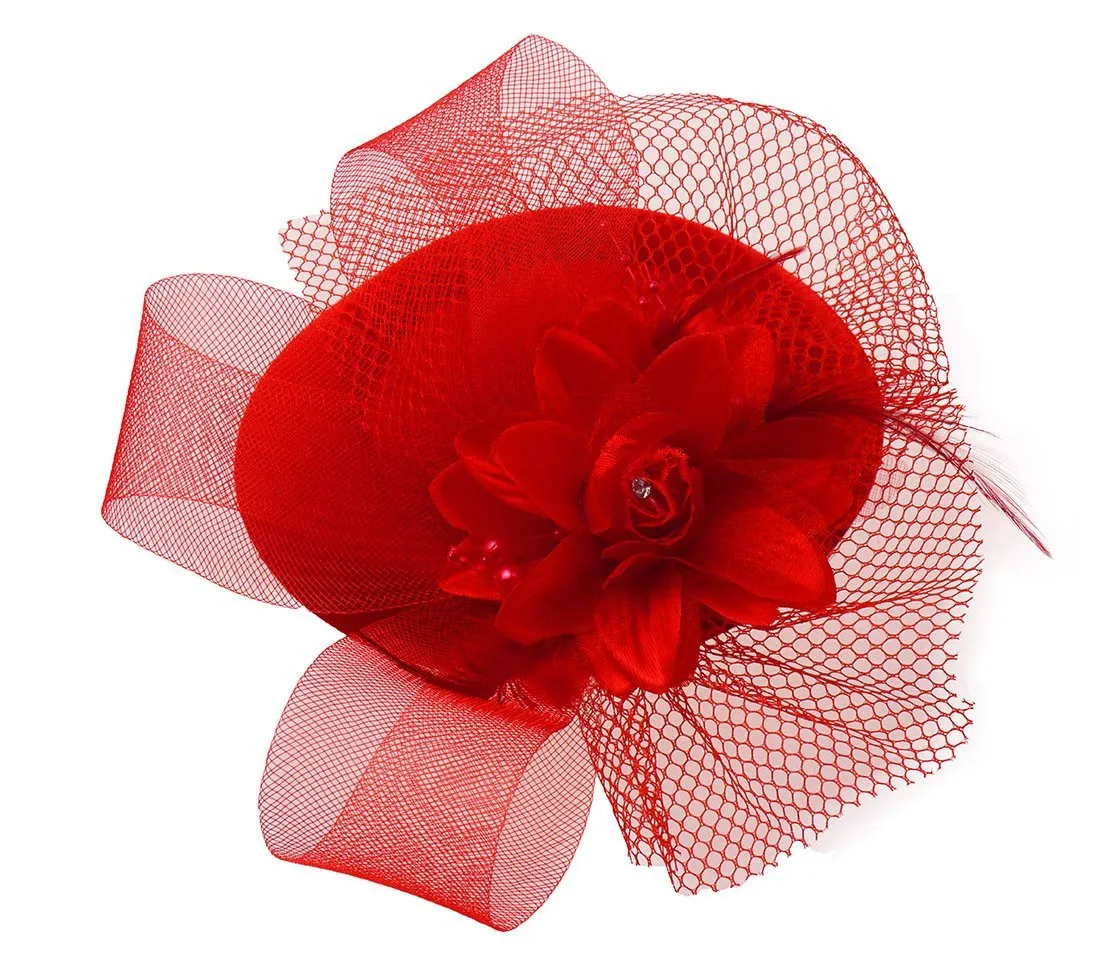Feather Fascinators Flower Kentucky Derby Hat Hair Clip