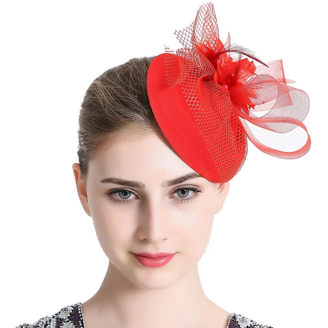 Feather Fascinators Flower Kentucky Derby Hat Hair Clip