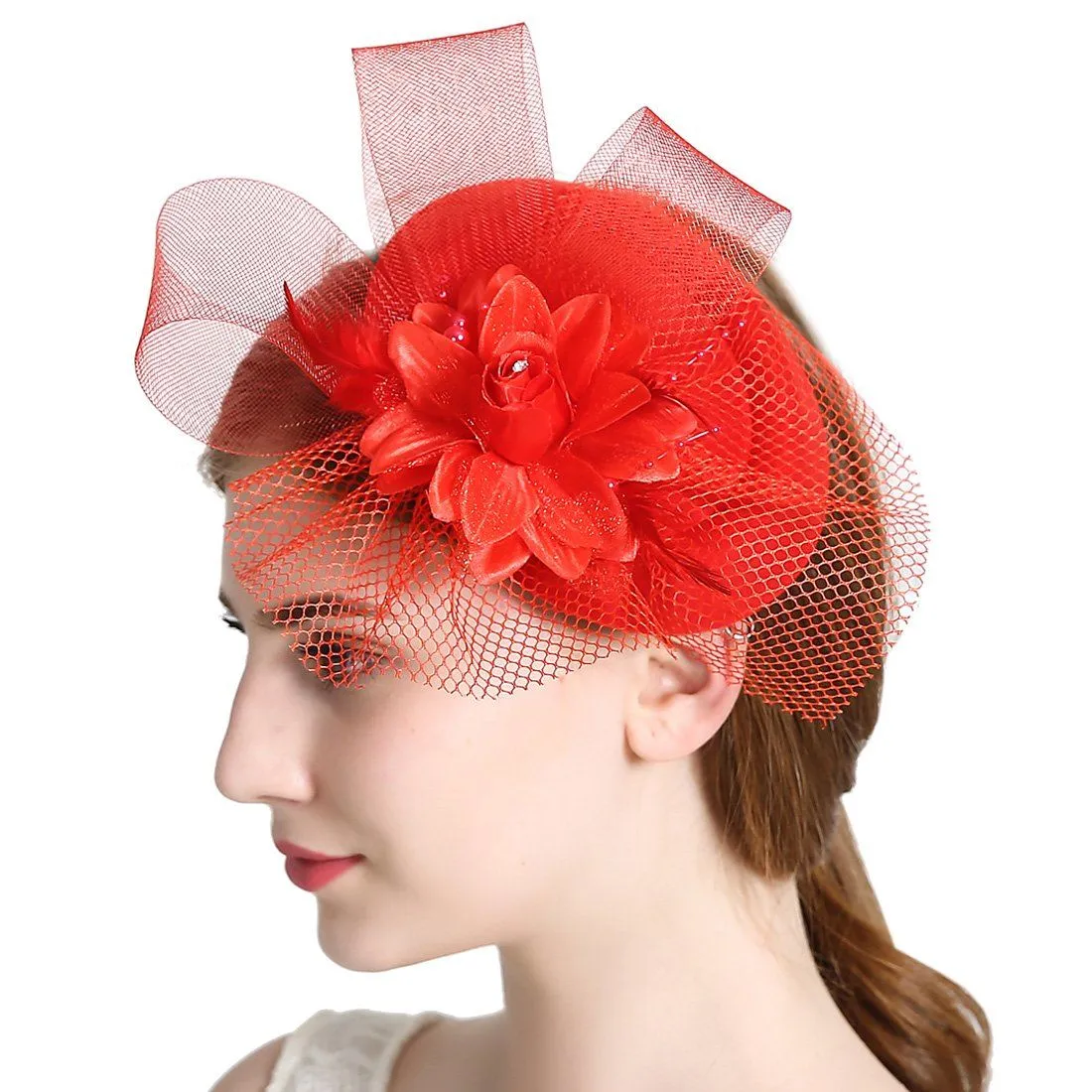 Feather Fascinators Flower Kentucky Derby Hat Hair Clip