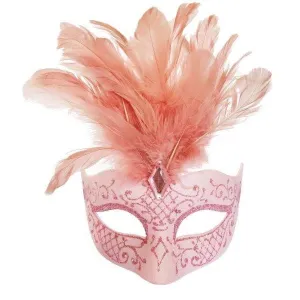 Feathered Masquerade Mask Pink