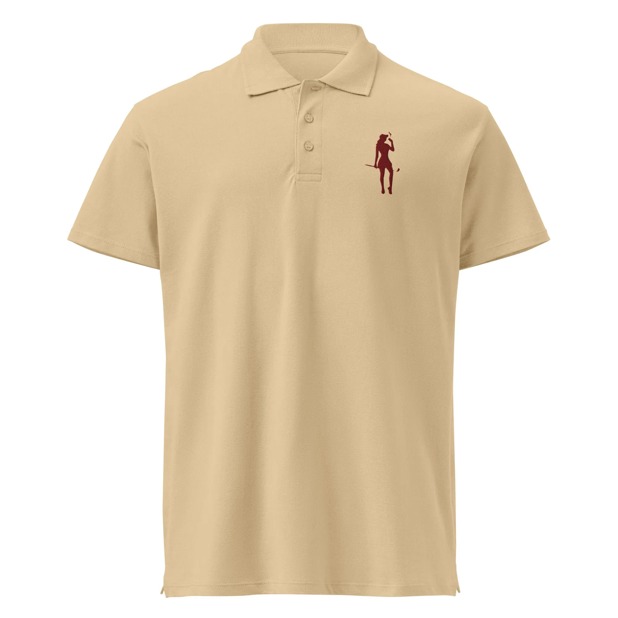 Female Golfer Premium Pique Embroidered Polo Shirt - Maroon