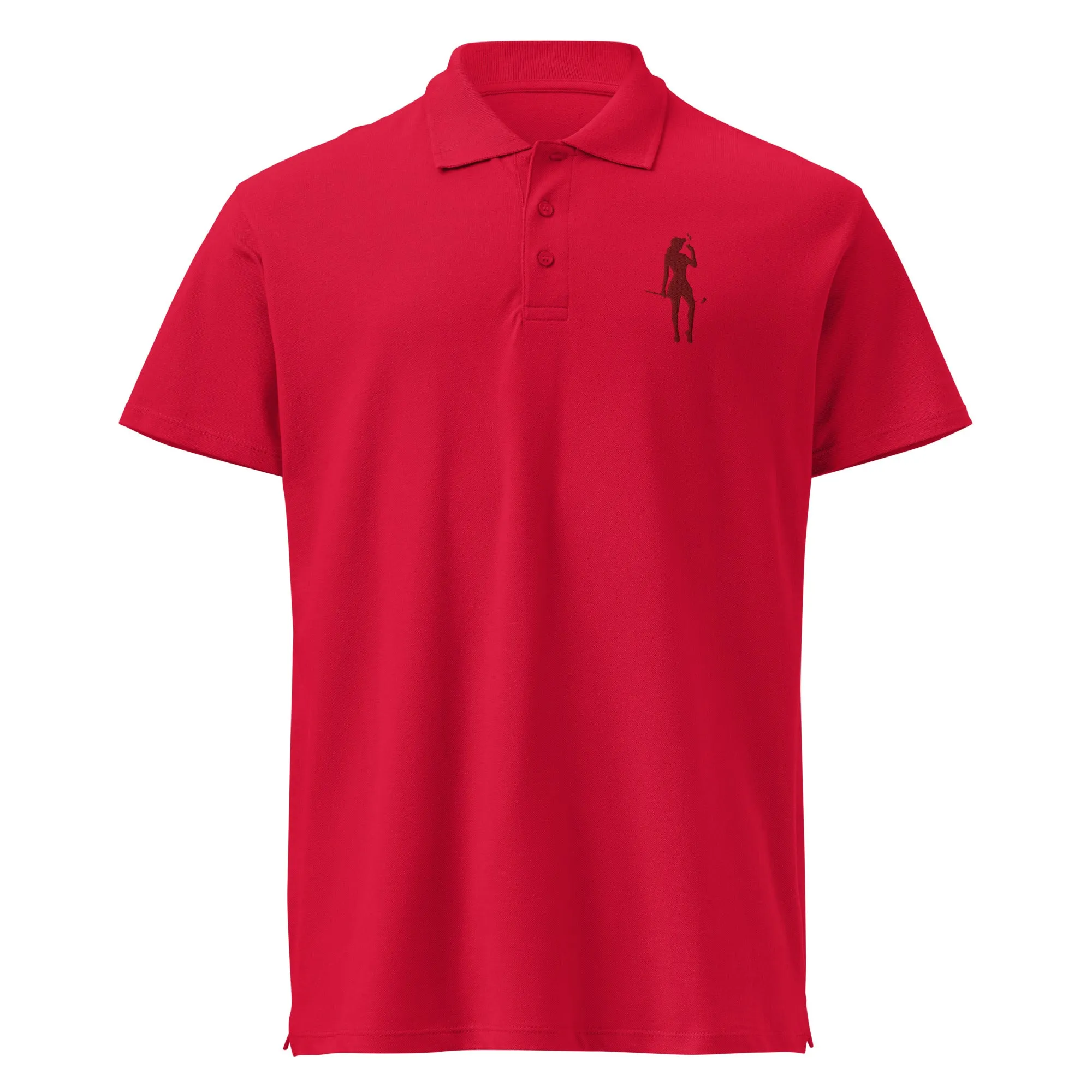 Female Golfer Premium Pique Embroidered Polo Shirt - Maroon