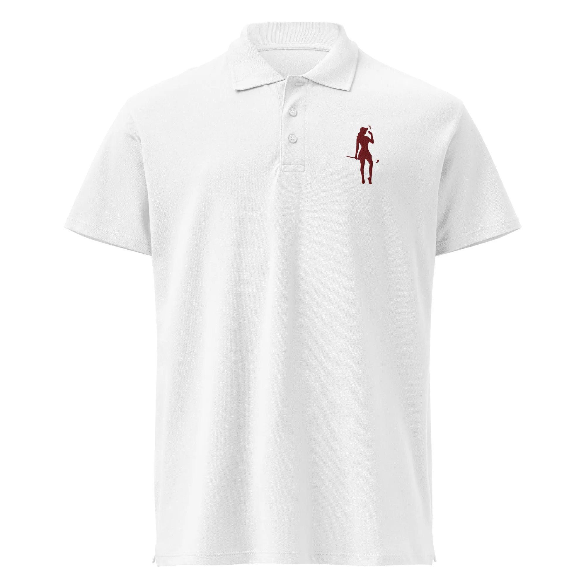 Female Golfer Premium Pique Embroidered Polo Shirt - Maroon