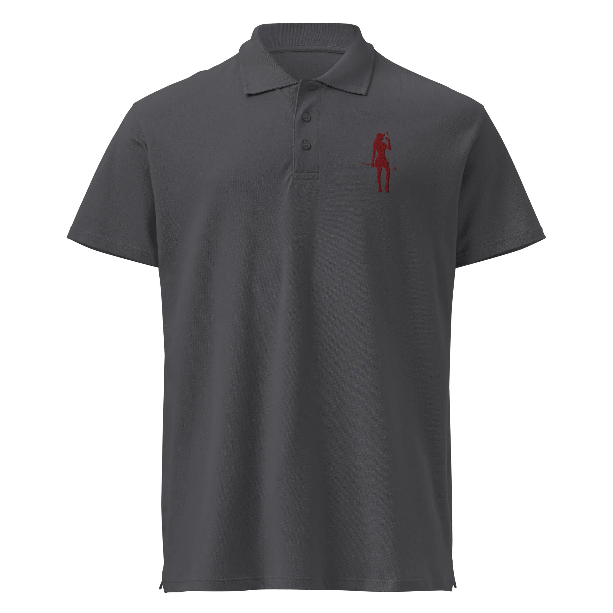 Female Golfer Premium Pique Embroidered Polo Shirt - Maroon