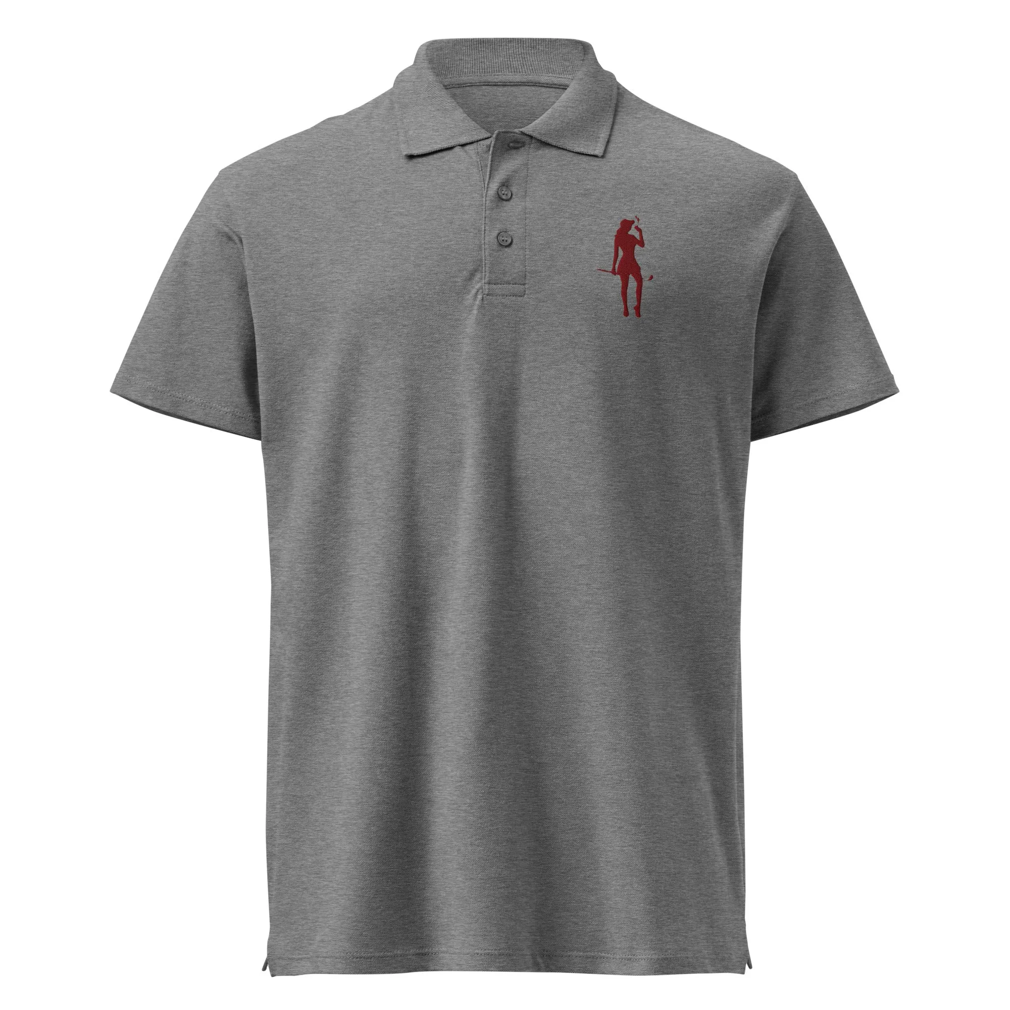 Female Golfer Premium Pique Embroidered Polo Shirt - Maroon