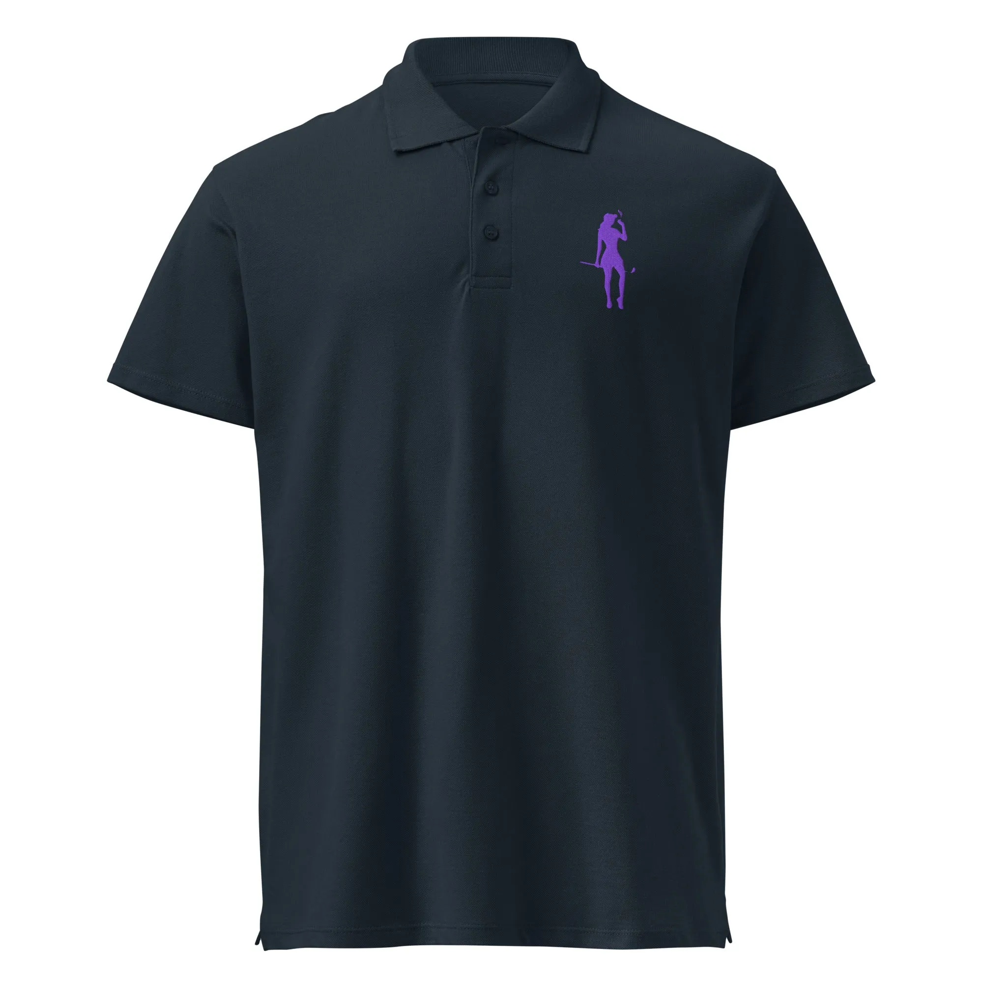 Female Golfer Premium Pique Embroidered Polo Shirt - Purple