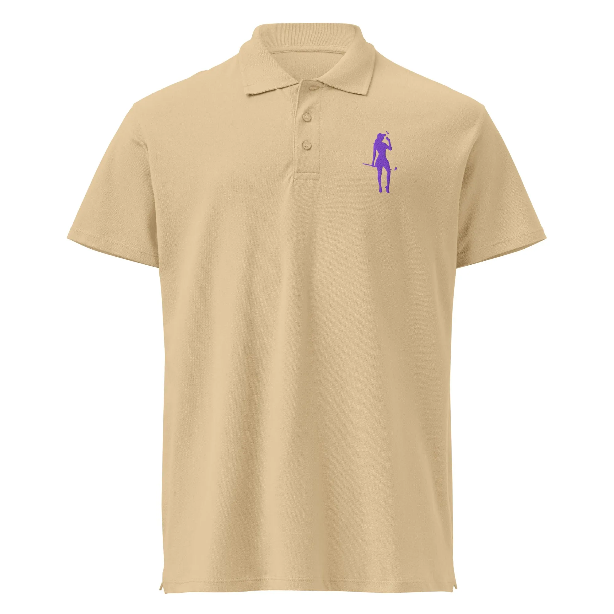 Female Golfer Premium Pique Embroidered Polo Shirt - Purple