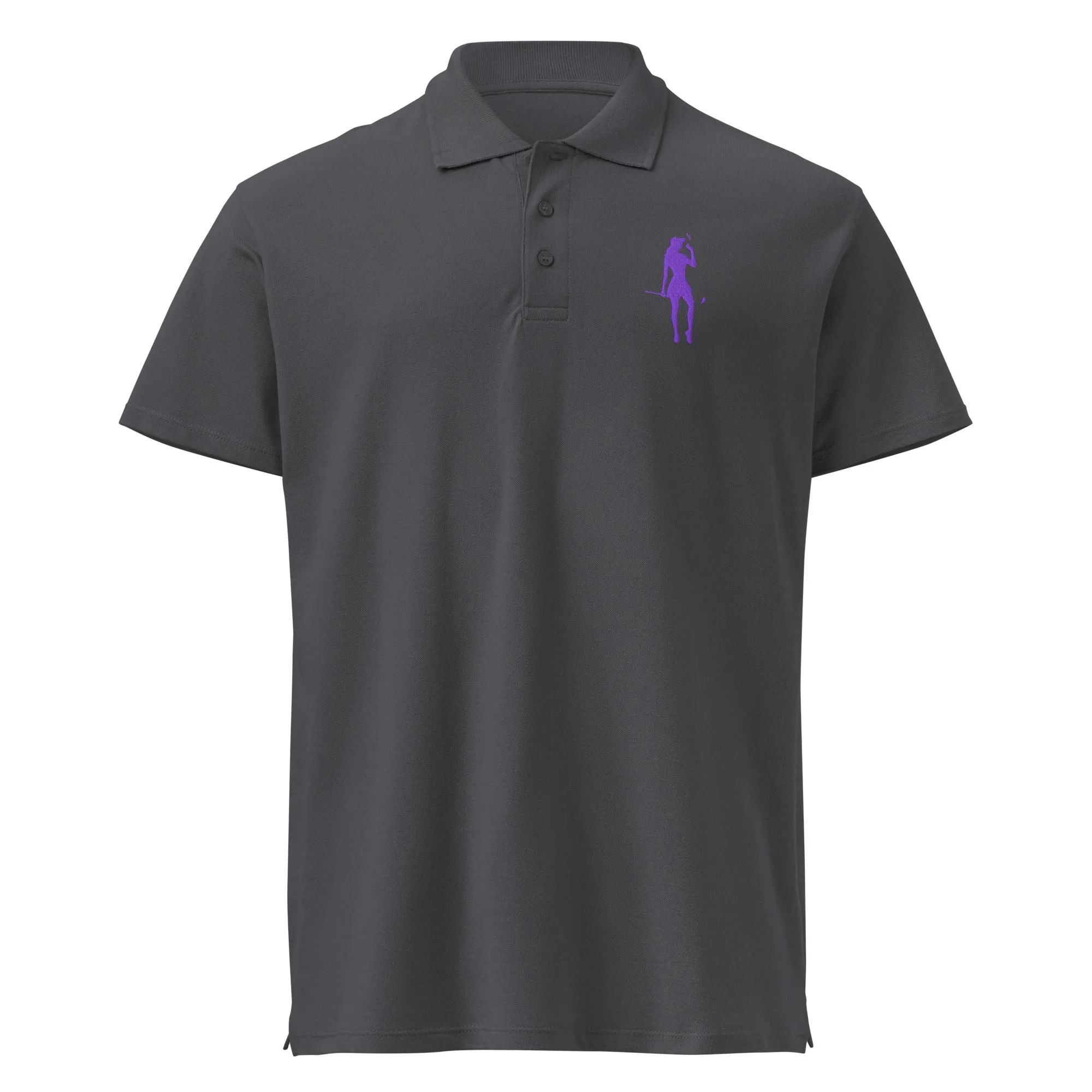 Female Golfer Premium Pique Embroidered Polo Shirt - Purple
