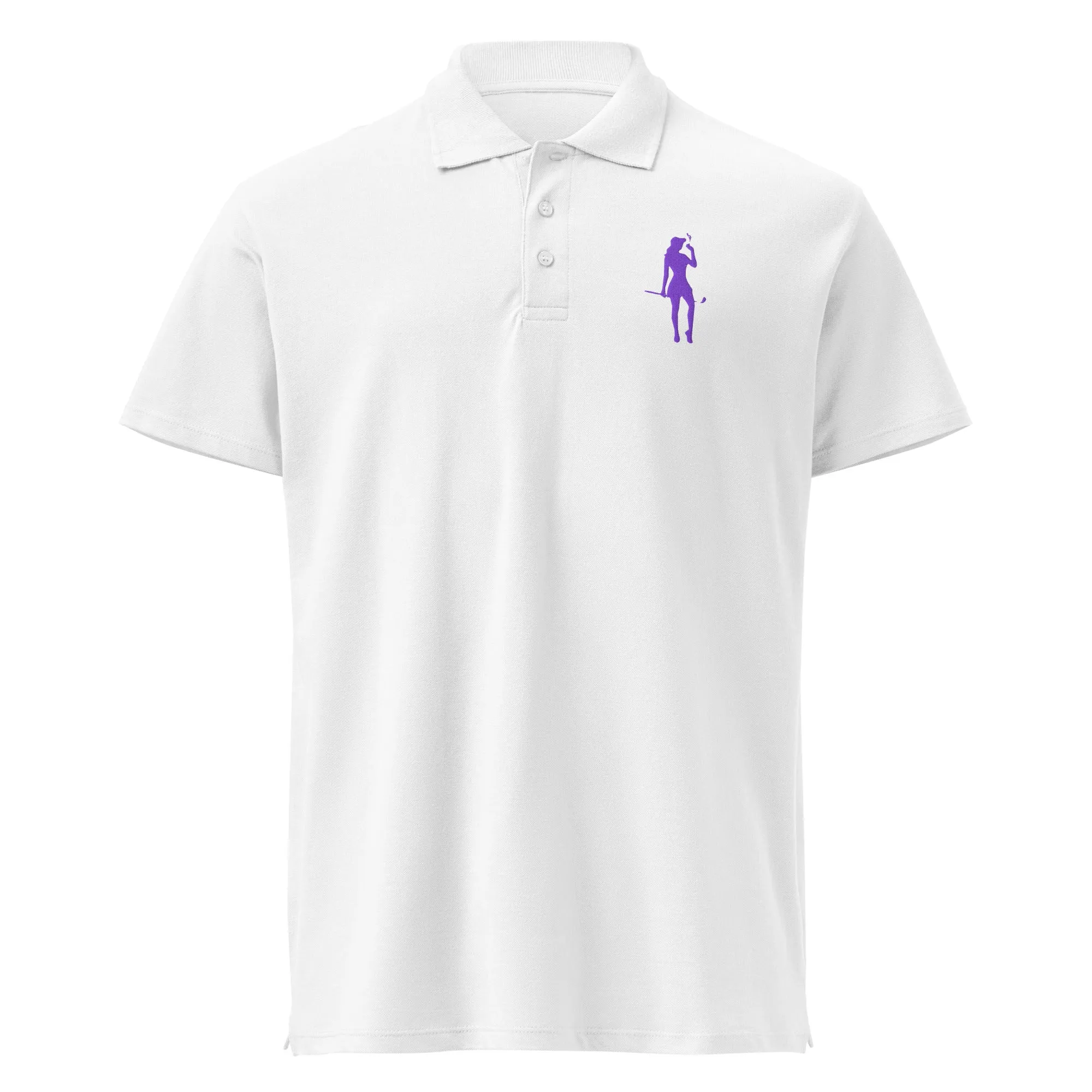 Female Golfer Premium Pique Embroidered Polo Shirt - Purple