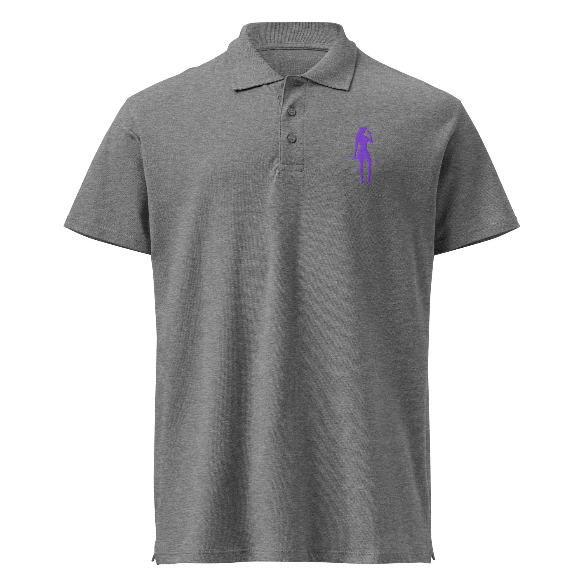 Female Golfer Premium Pique Embroidered Polo Shirt - Purple