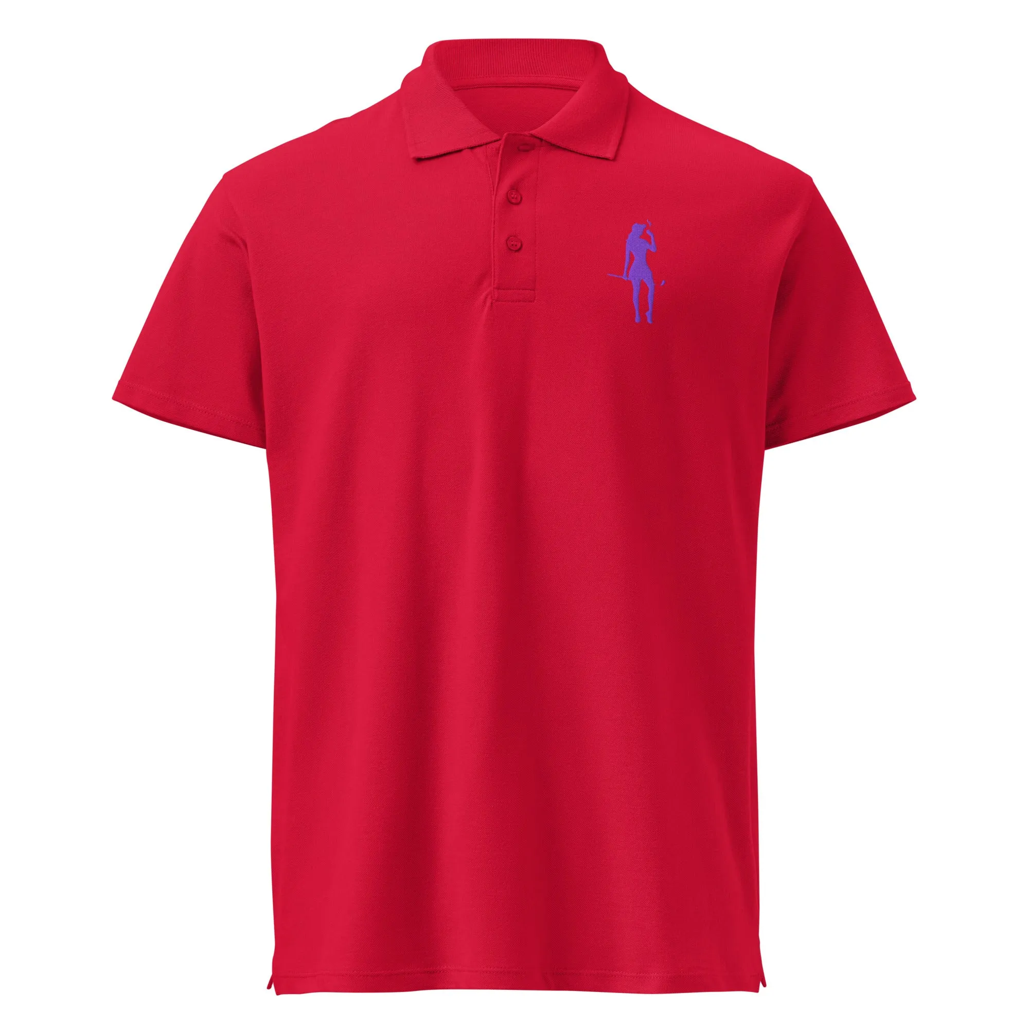 Female Golfer Premium Pique Embroidered Polo Shirt - Purple