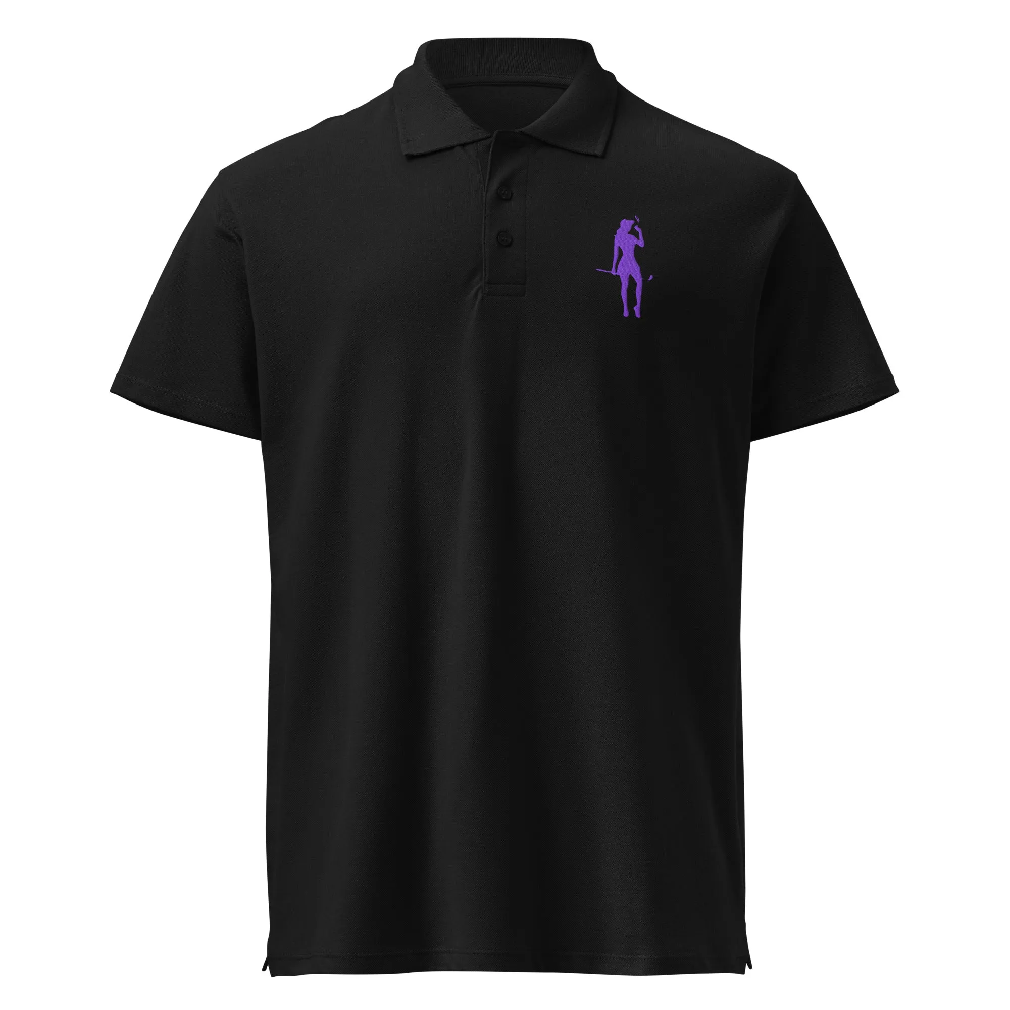 Female Golfer Premium Pique Embroidered Polo Shirt - Purple