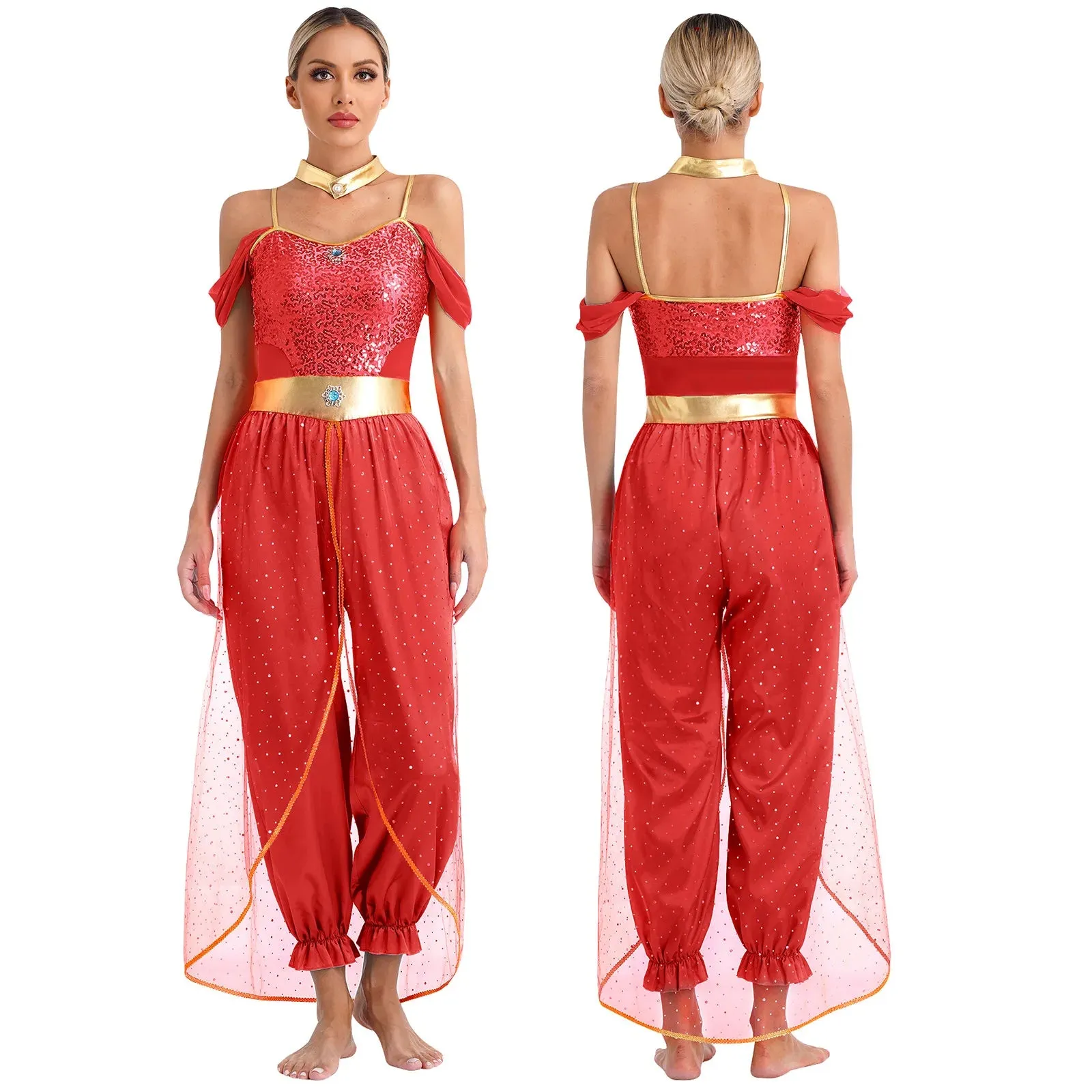 Festival Arabian Princess Costumes Indian Dance Embroider Bollywood Jasmines Costume Party Halloween Cosplay Jasmines Outfit