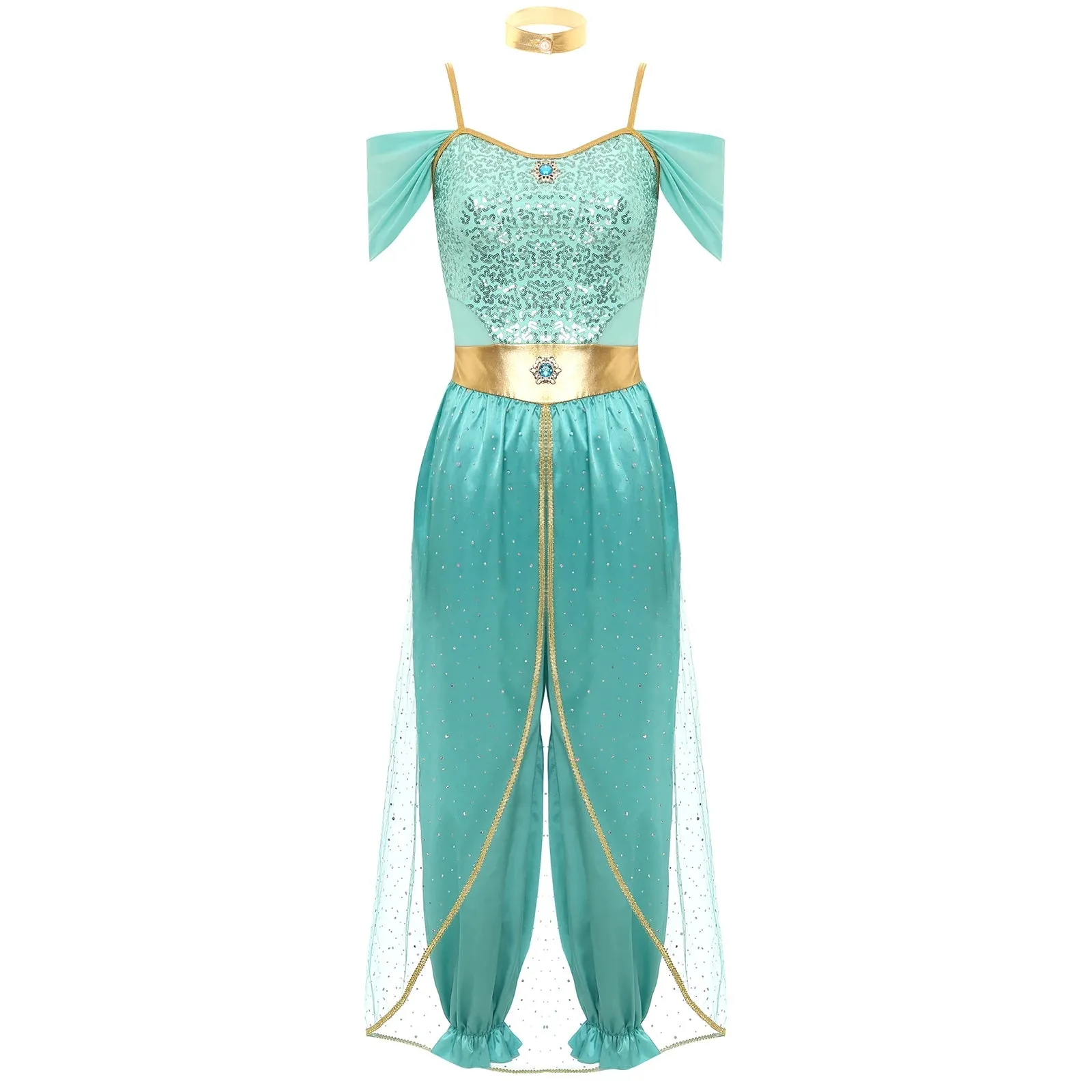 Festival Arabian Princess Costumes Indian Dance Embroider Bollywood Jasmines Costume Party Halloween Cosplay Jasmines Outfit