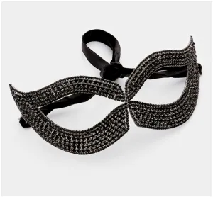 Filipia Custer Cat Eye Masquerade Mask | Black | Crystal