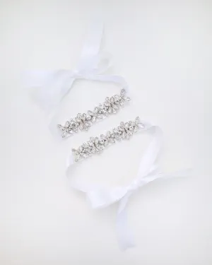 Floral Rhinestones Ankle Straps