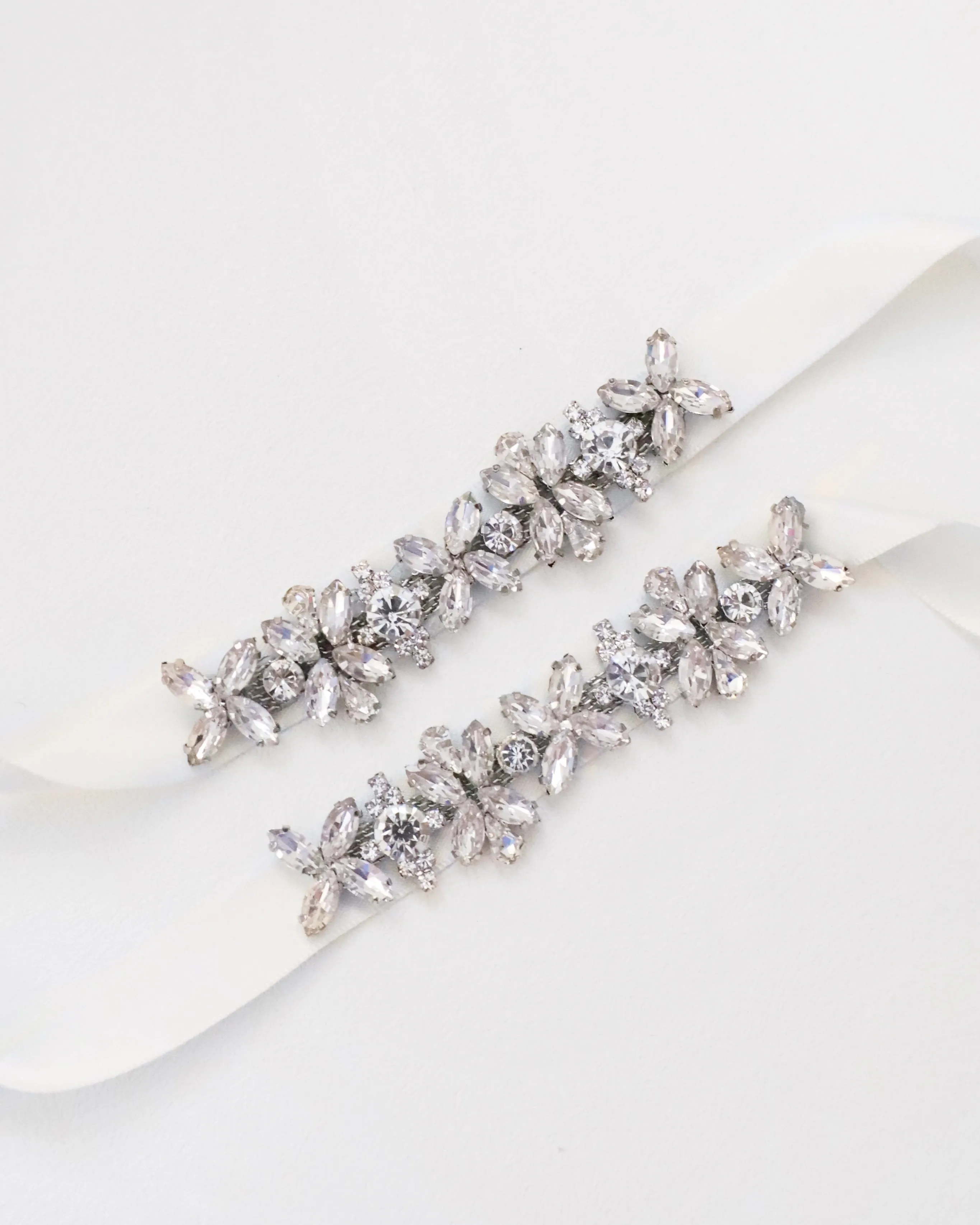 Floral Rhinestones Ankle Straps