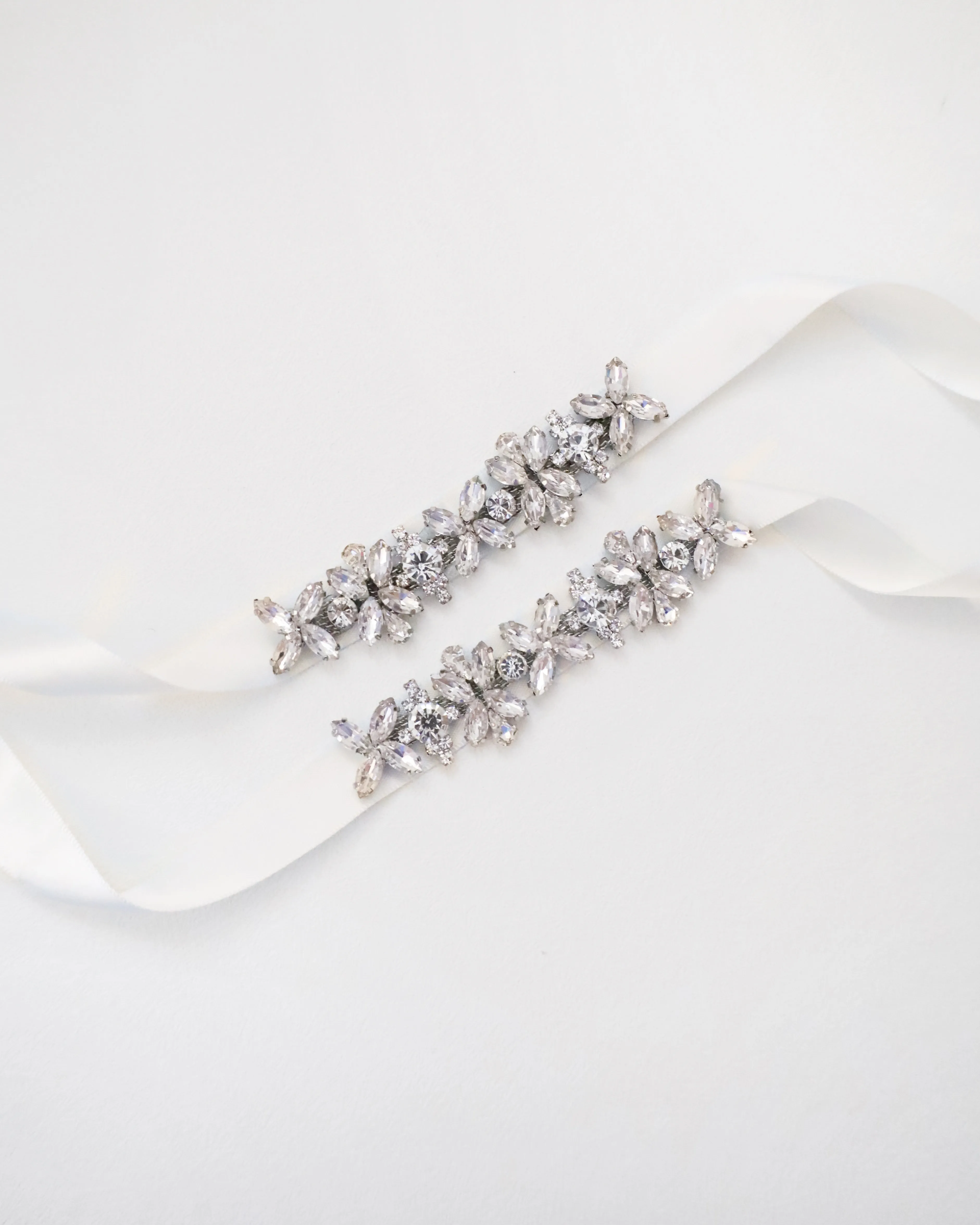 Floral Rhinestones Ankle Straps