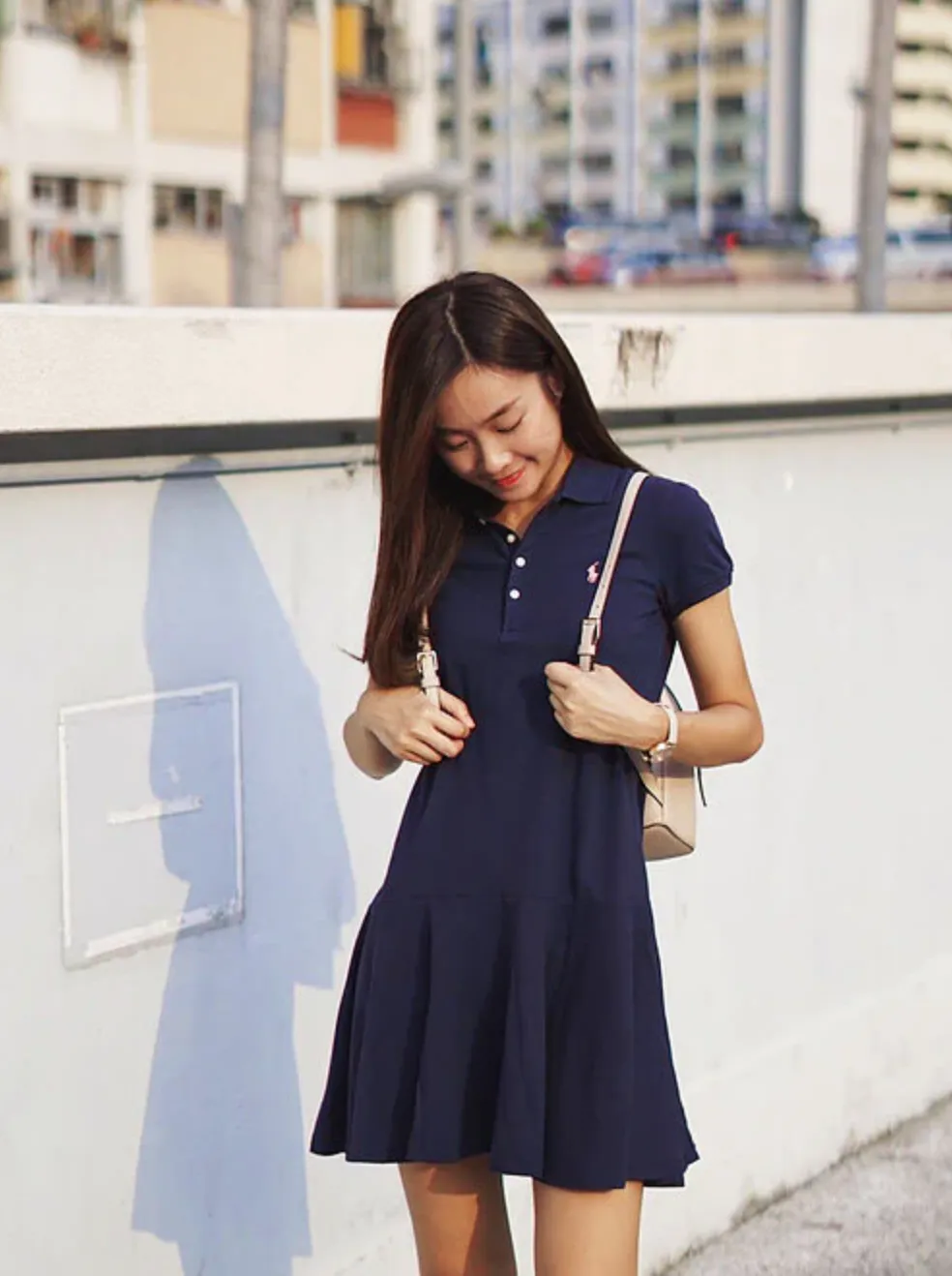 Girls Embroidered Bear Polo Mesh Dress