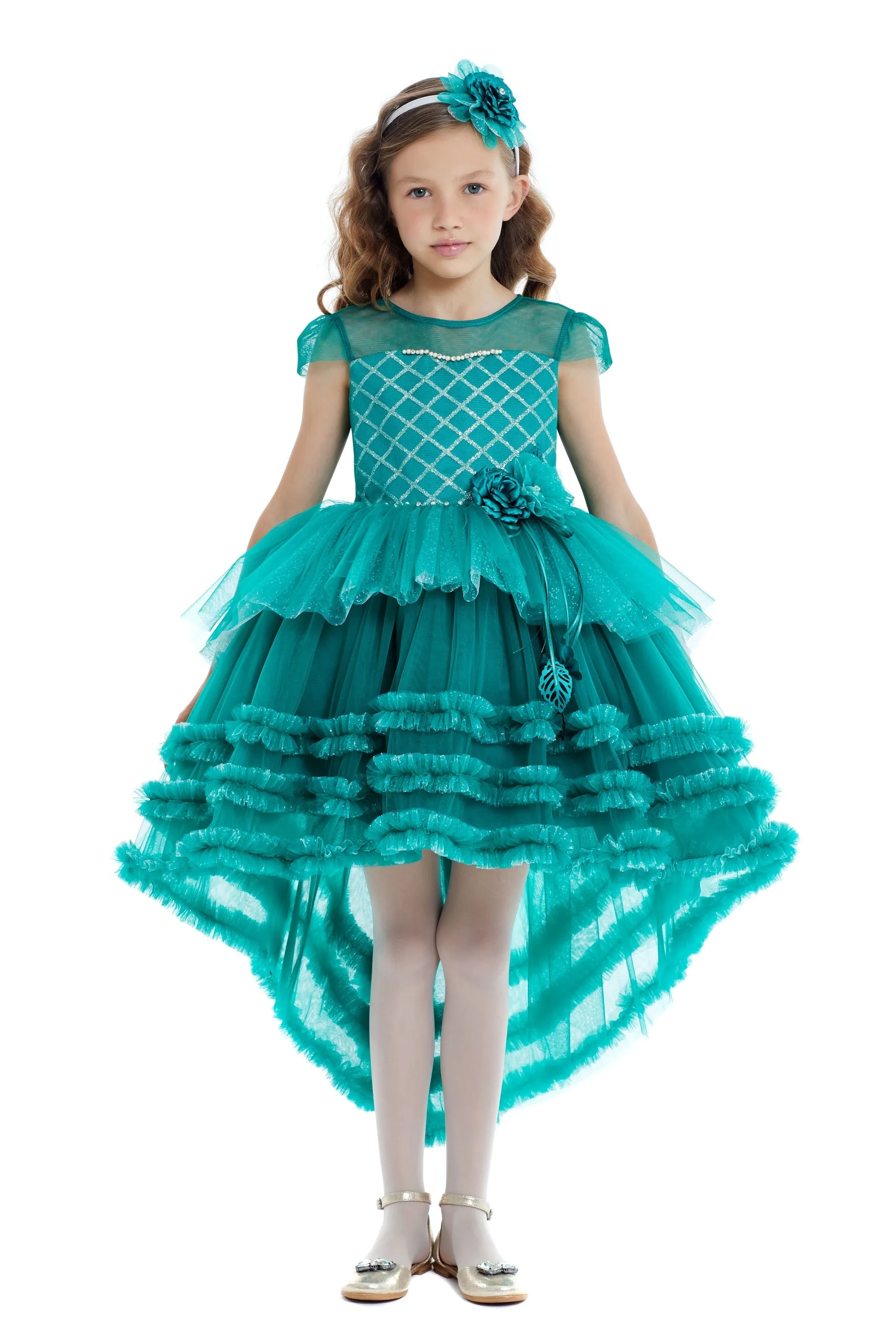 Girls Holiday Dress for Celebrations in Red or Emerald