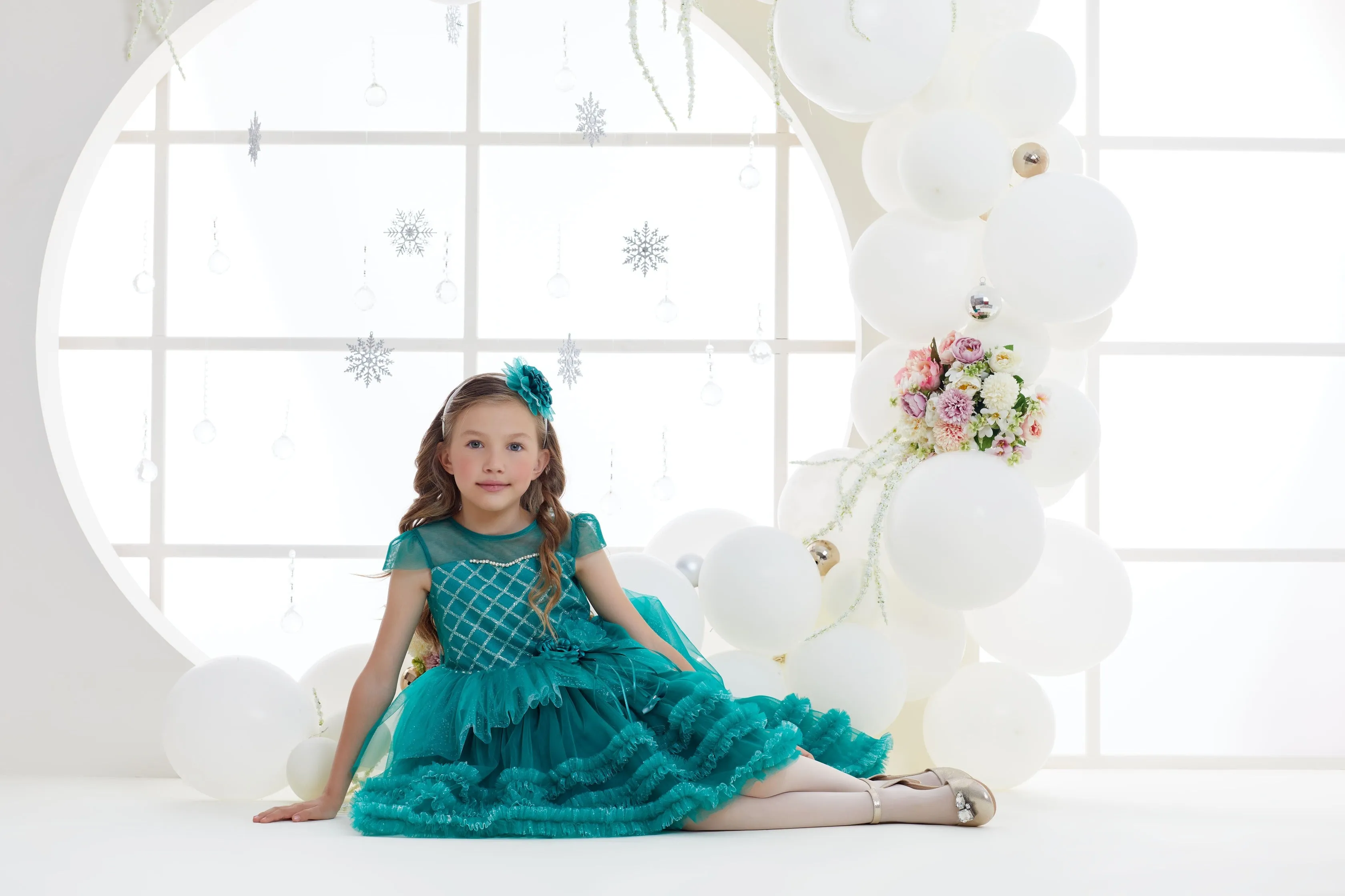 Girls Holiday Dress for Celebrations in Red or Emerald