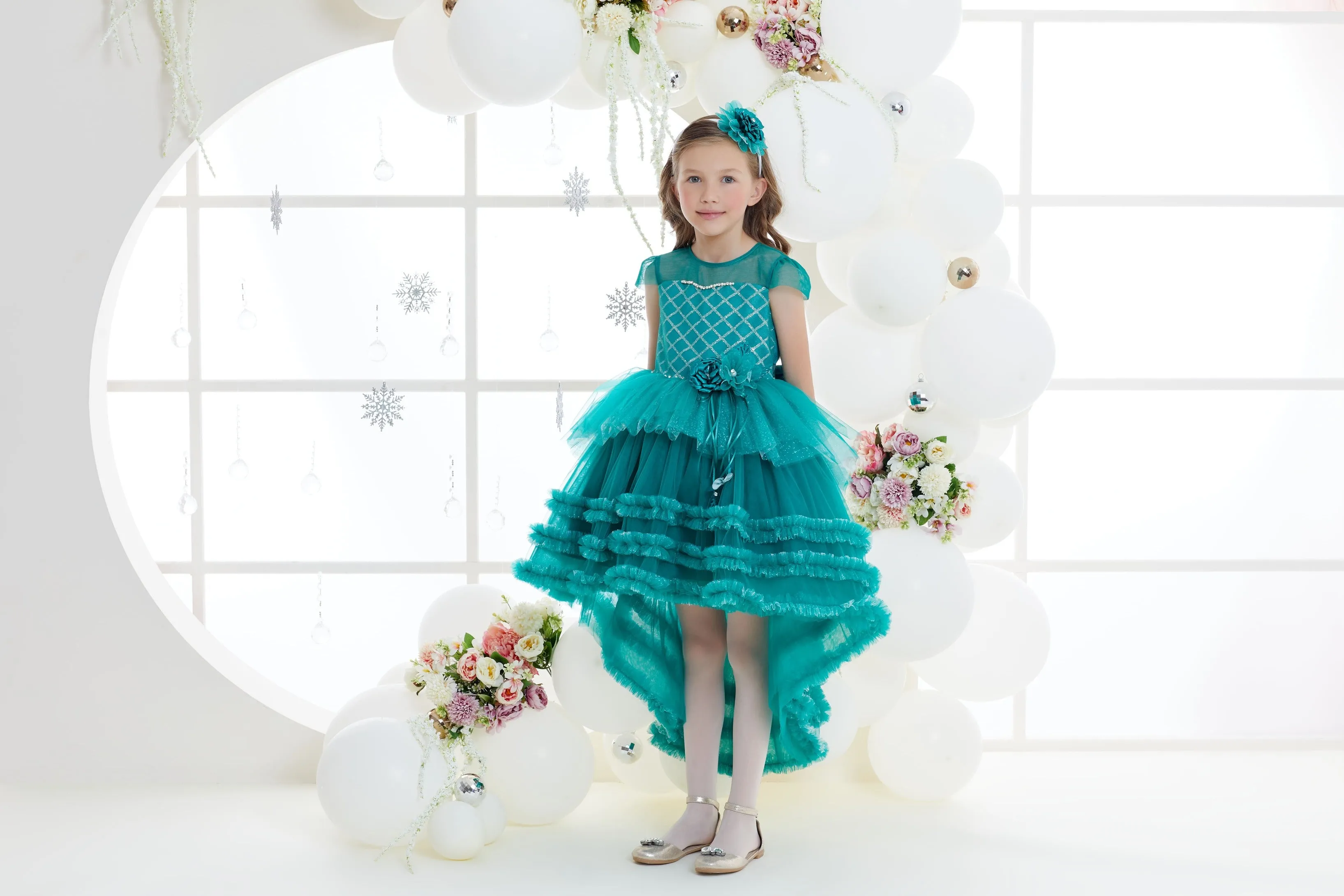 Girls Holiday Dress for Celebrations in Red or Emerald