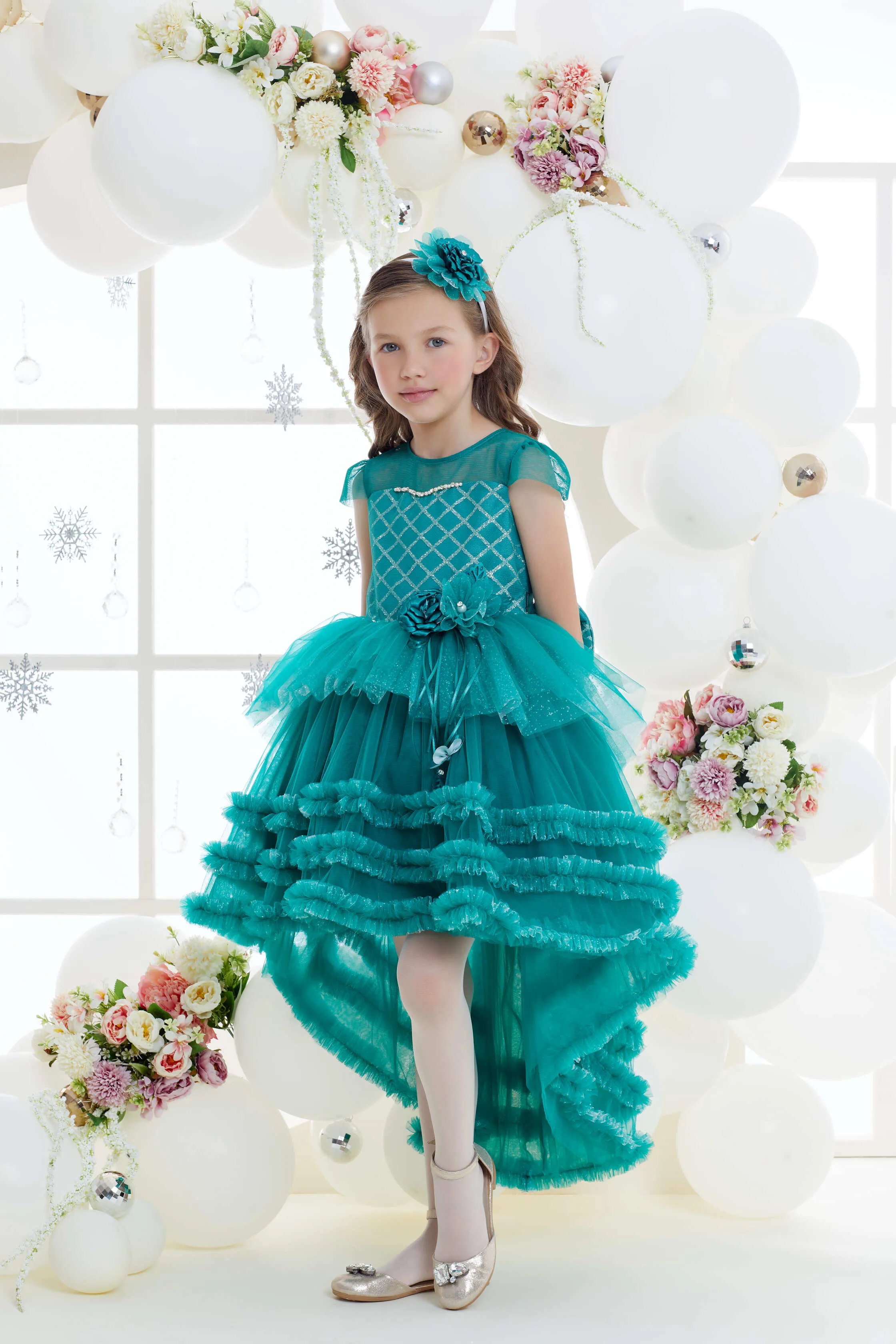 Girls Holiday Dress for Celebrations in Red or Emerald