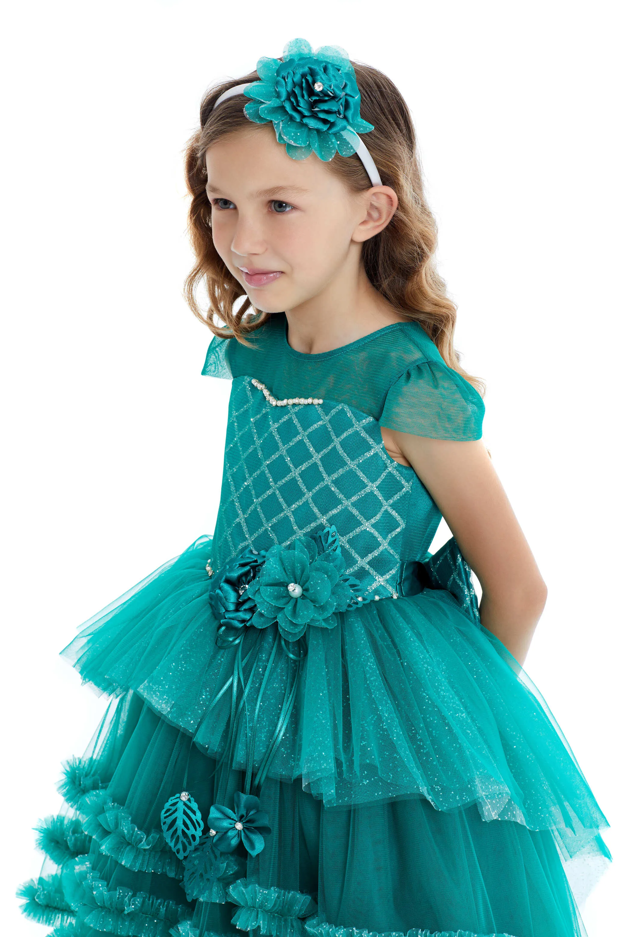 Girls Holiday Dress for Celebrations in Red or Emerald