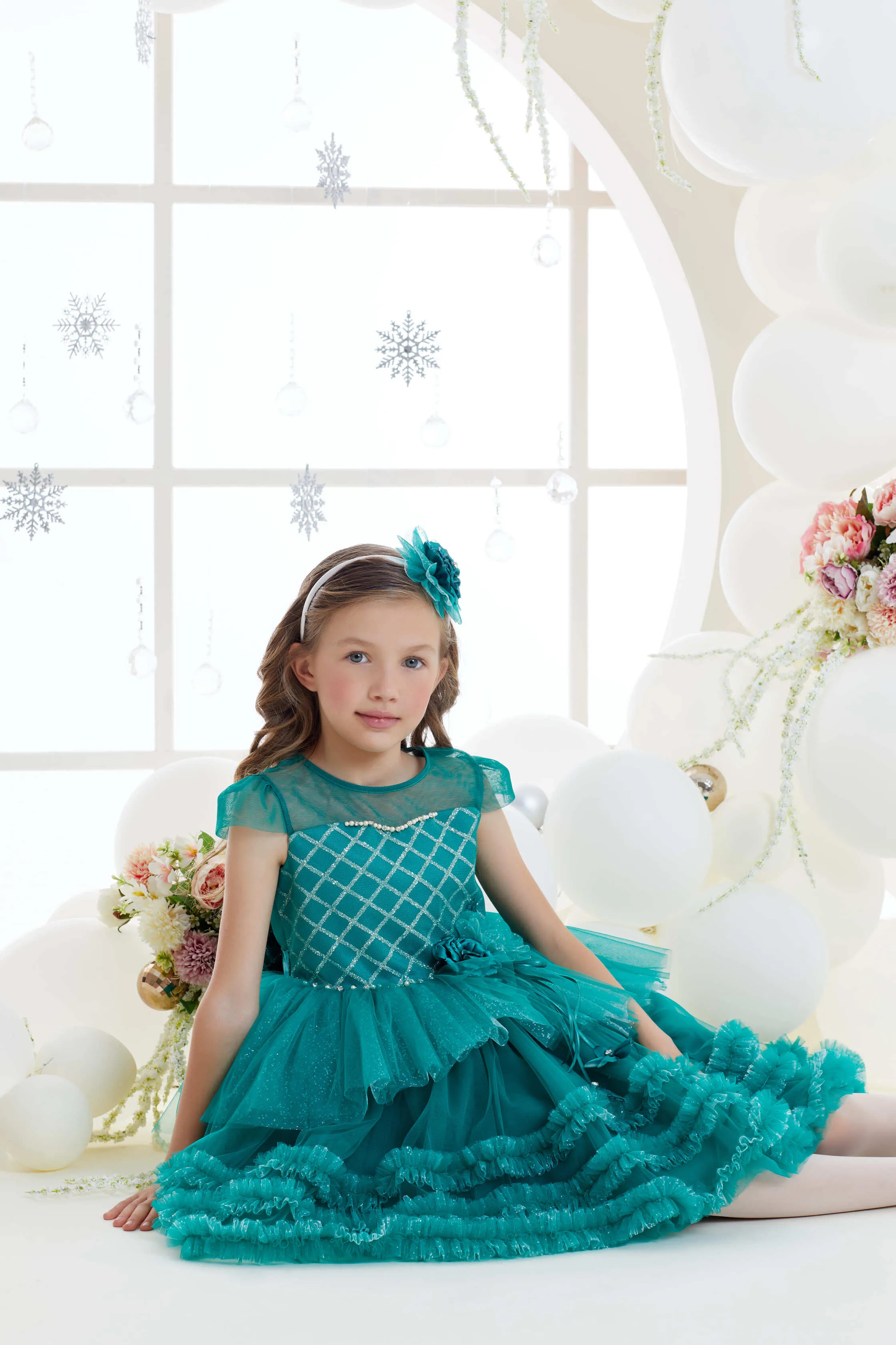 Girls Holiday Dress for Celebrations in Red or Emerald
